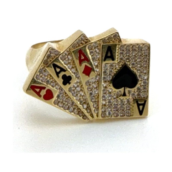 Anillo cartas poker de oro 18k talla 26